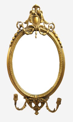 Victorian Oval Gilt Gesso Girandole Mirror