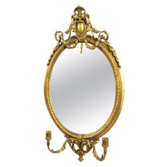 Antique Victorian Oval Gilt Gesso Girandole Mirror