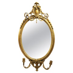 Victorian Oval Gilt Gesso Girandole Mirror