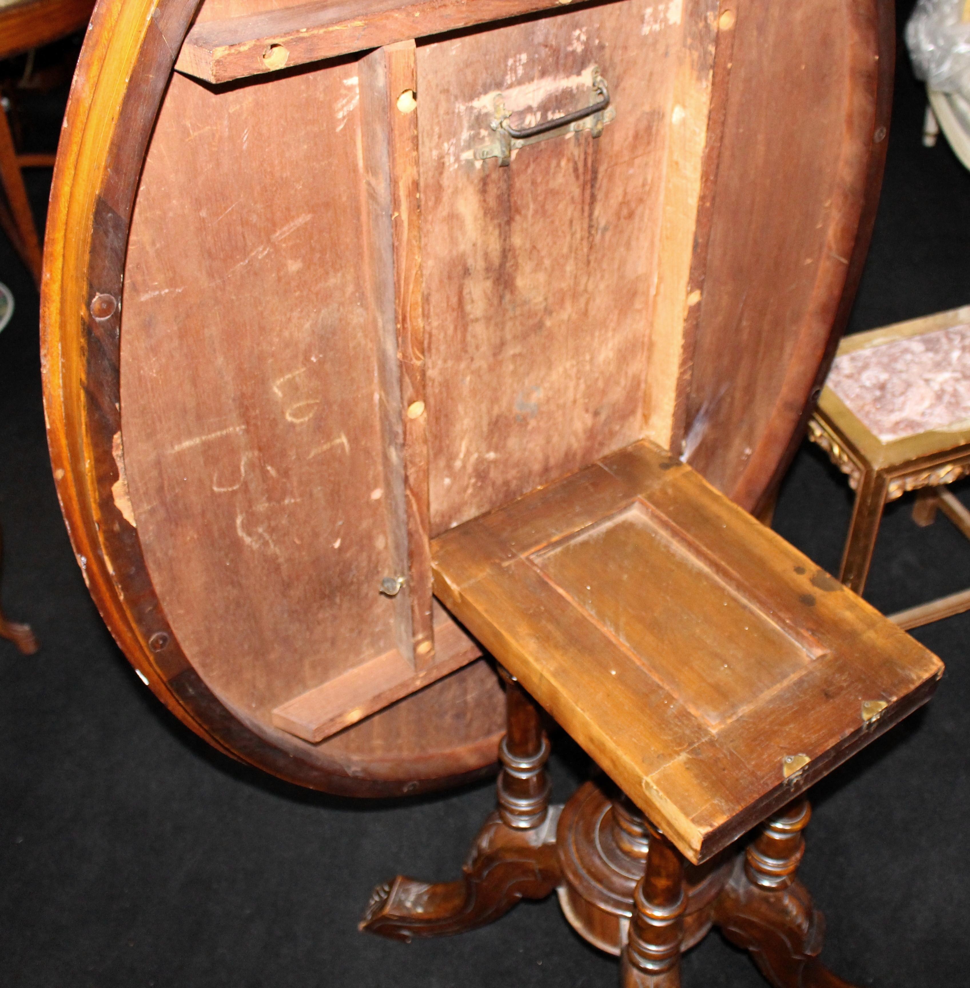 Victorian Oval Inlaid Tilt-Top Table 8