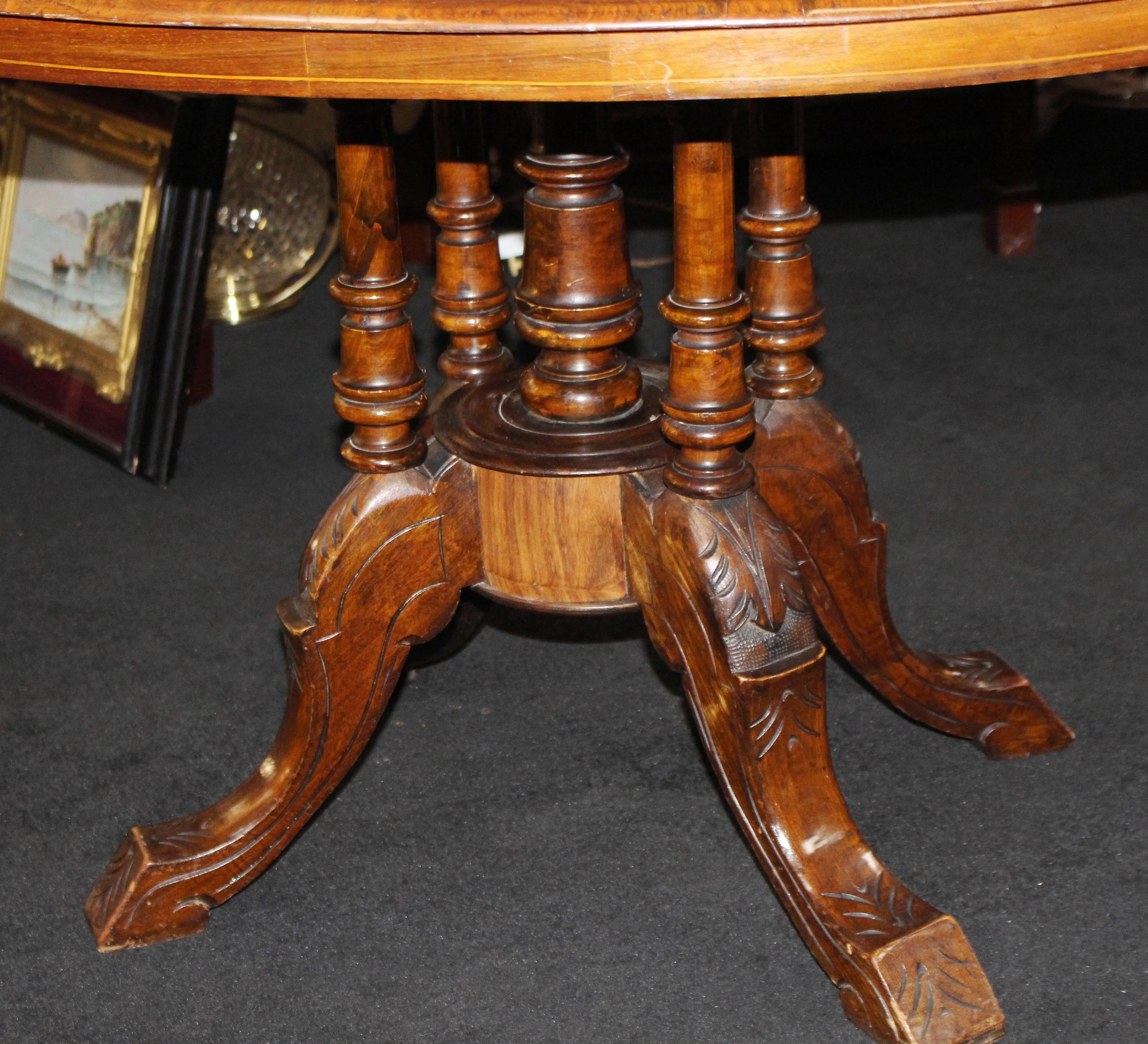 Victorian Oval Inlaid Tilt-Top Table 2