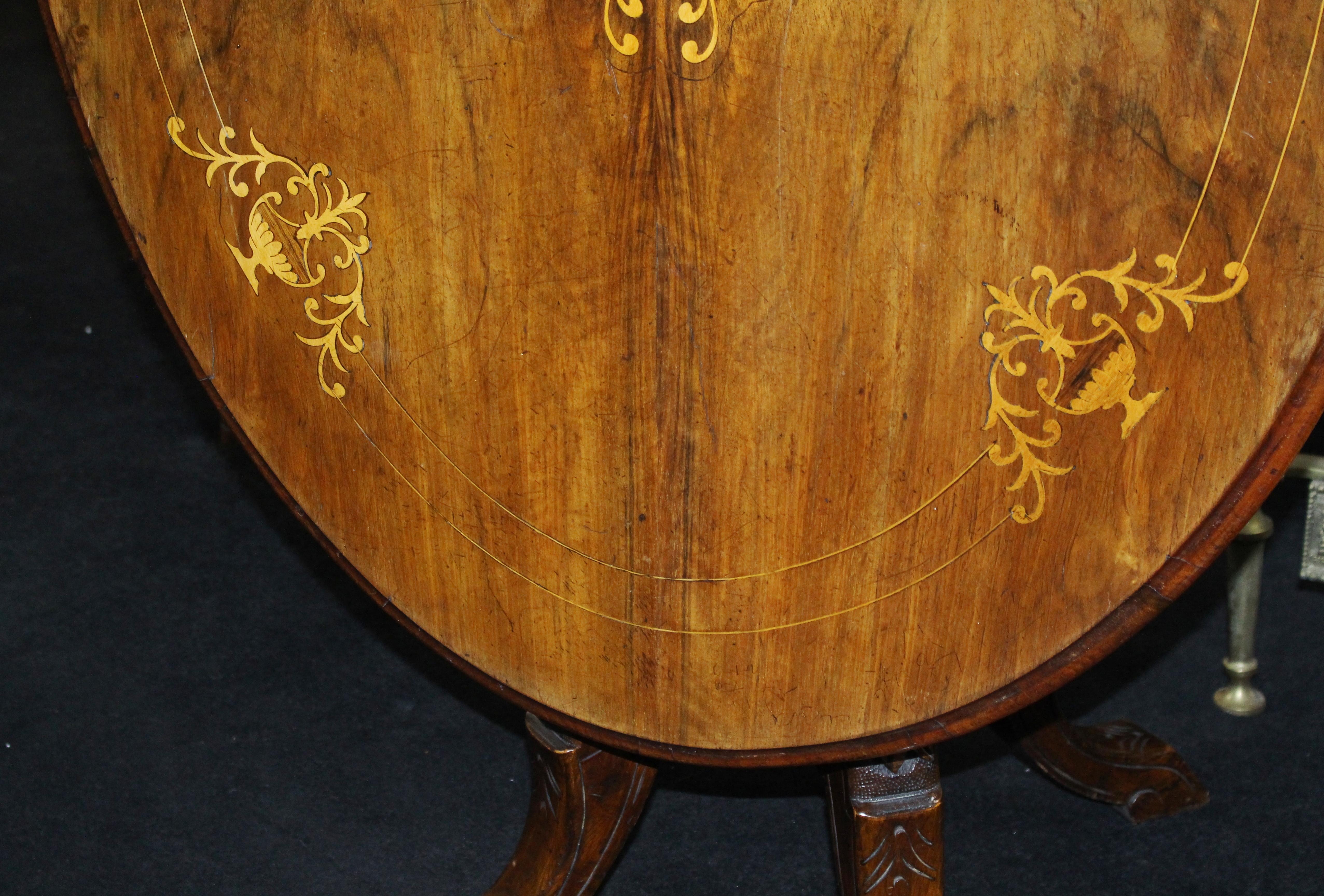 Victorian Oval Inlaid Tilt-Top Table 5