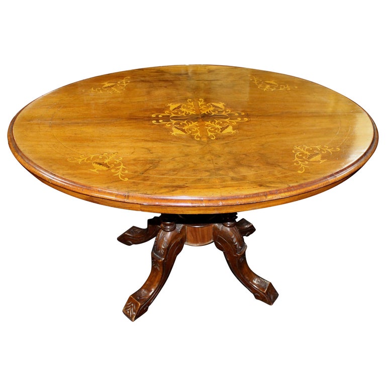 Victorian Oval Inlaid TiltTop Table at 1stDibs