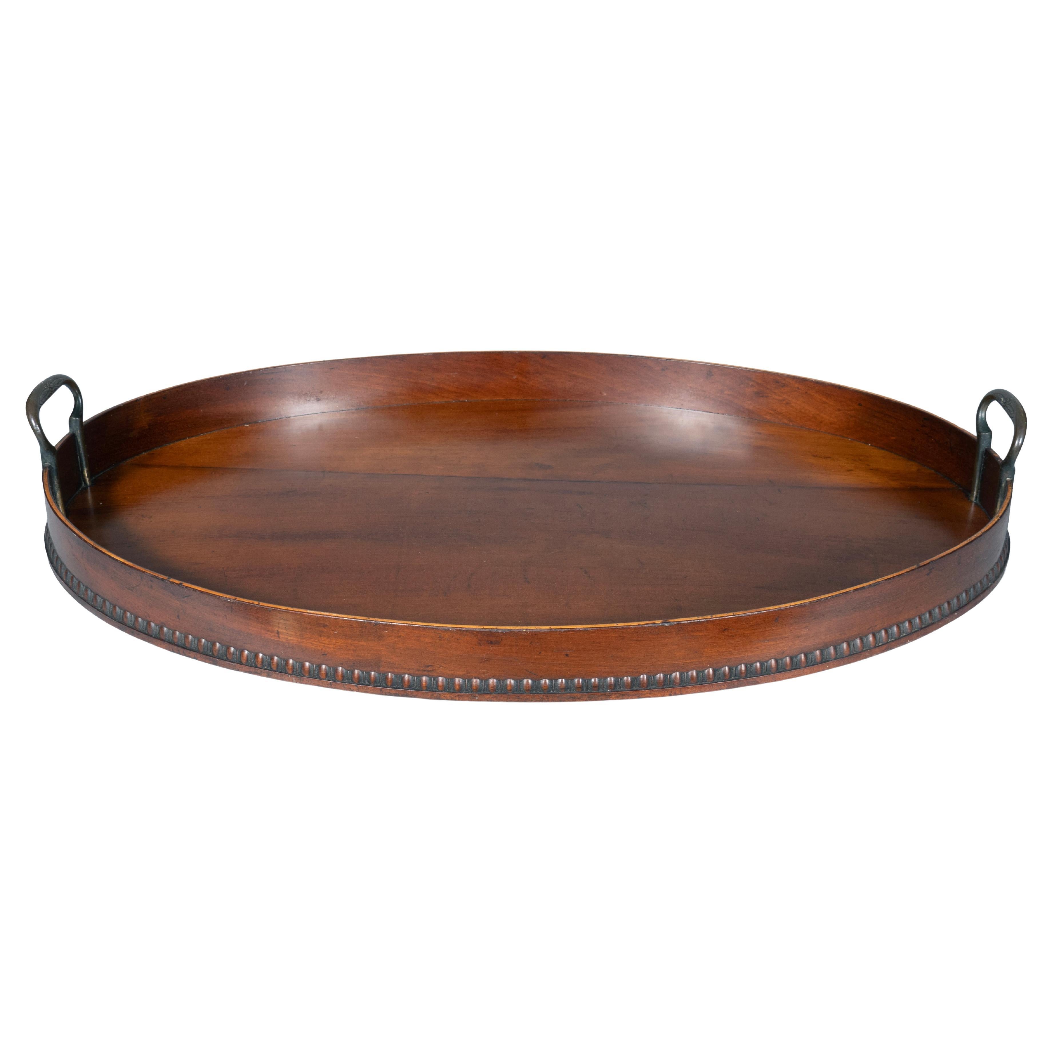 Vassoio ovale vittoriano in mogano in vendita