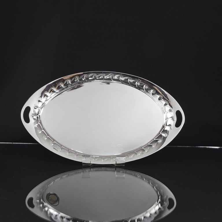 Victorian Oval Silver Tray For Sale at 1stDibs