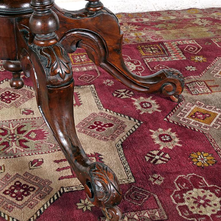 Ebony Victorian Oval Tilt Top Dining or Cards Table with Parquetry Design For Sale
