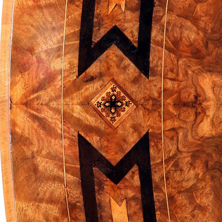 Victorian Oval Tilt Top Dining or Cards Table with Parquetry Design For Sale 1