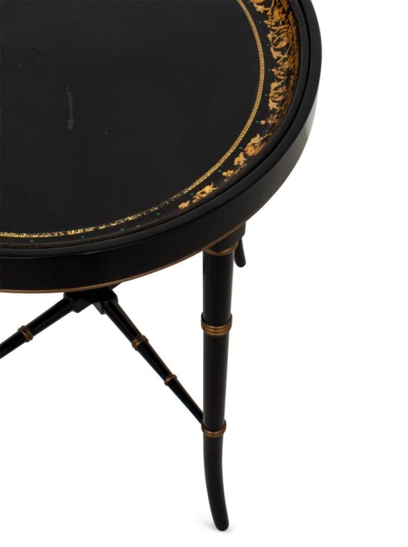 Victorian Oval Tole Tray on Later Stand In Good Condition In Astoria, NY