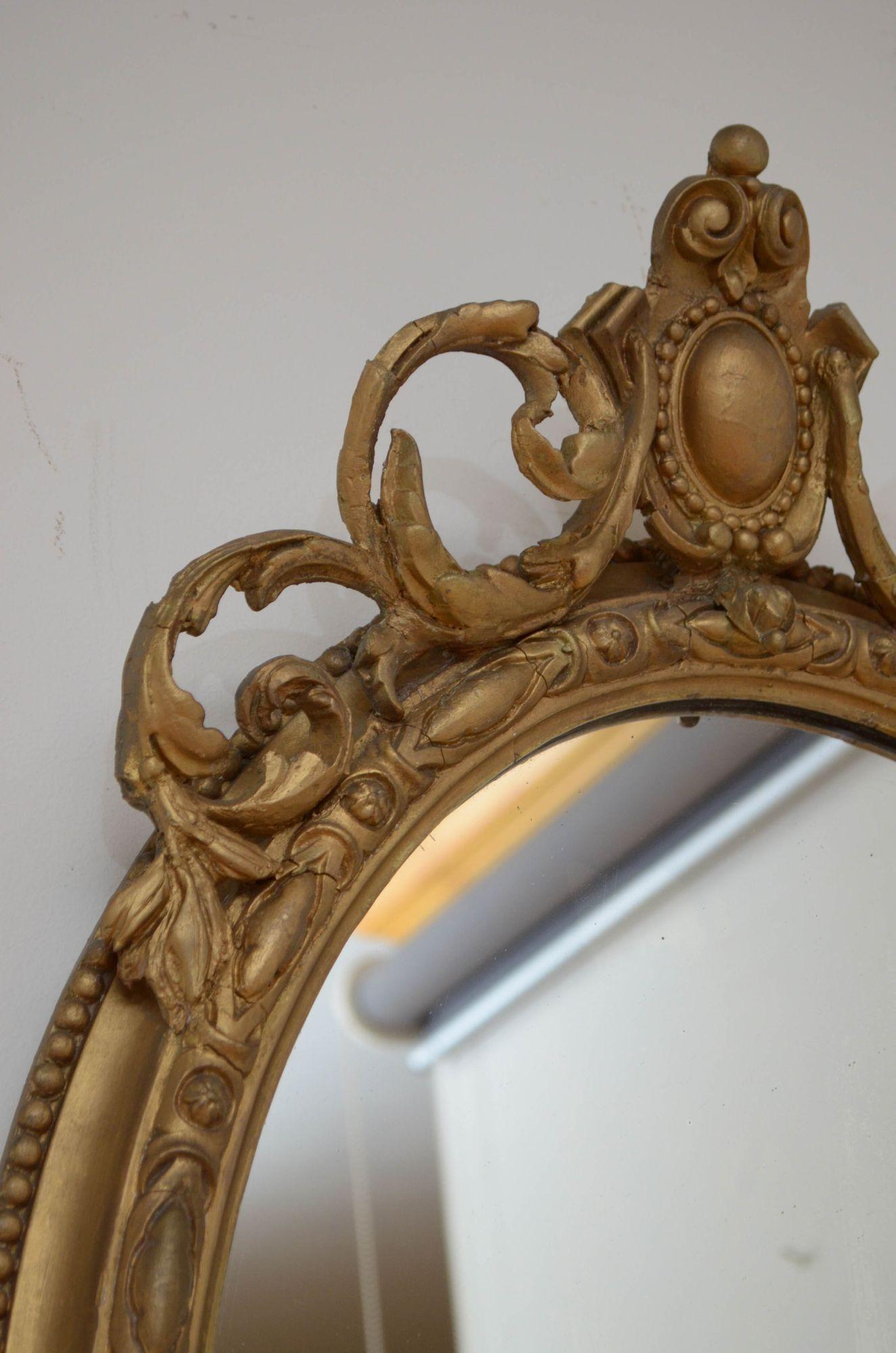 Pine Victorian Oval Wall Mirror For Sale
