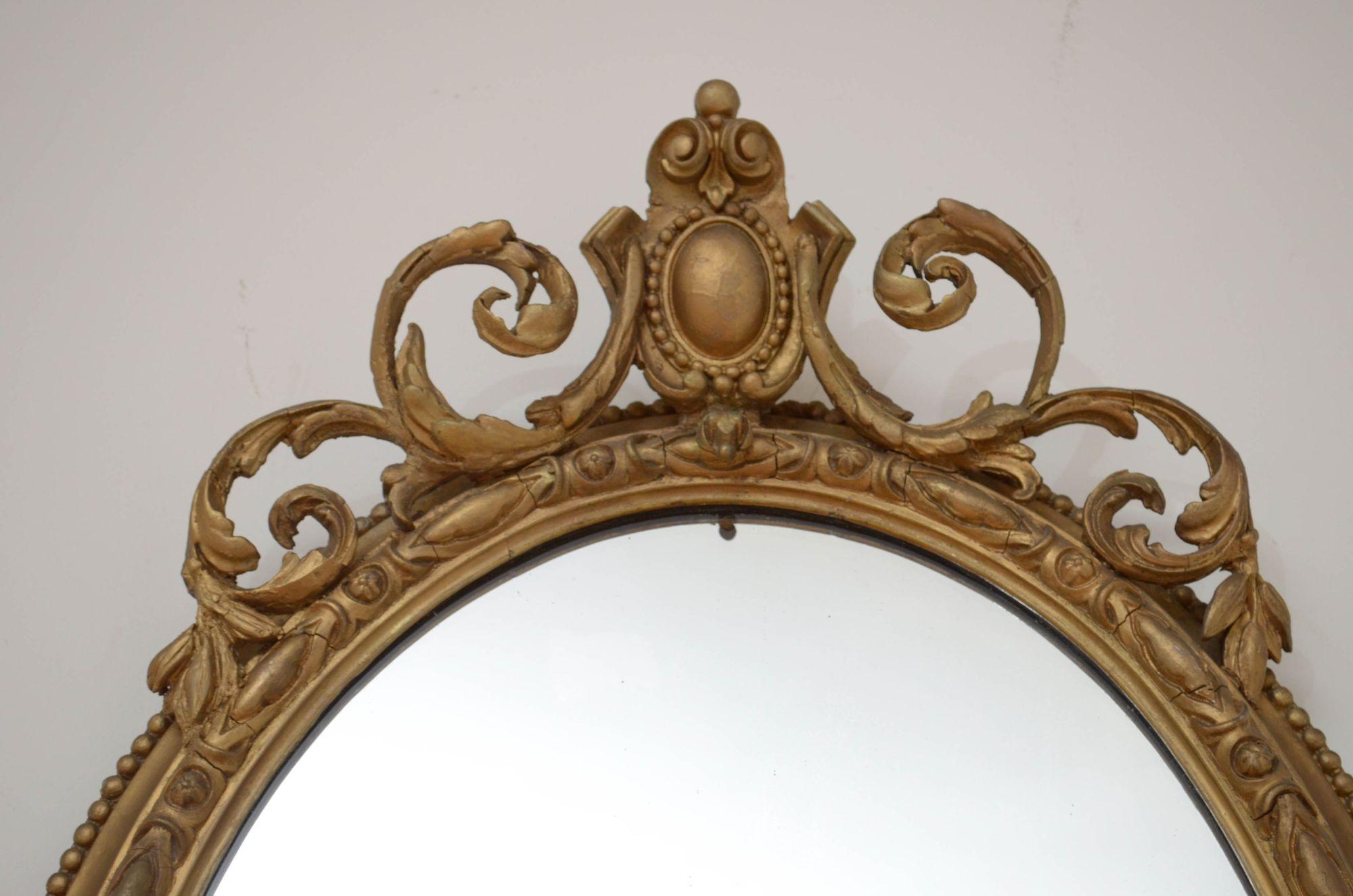 Victorian Oval Wall Mirror For Sale 3