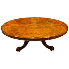 Antique Victorian Oval Walnut Coffee Table