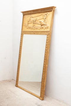Victorian Overmantel Gilt Gold Frame Mirror with a Frieze Godess Eos and Horses