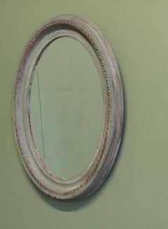 Victorian Overpainted Oval Wall Mirror This Mirror has a 3" wide