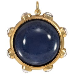 Antique Victorian Oversized Crystal Locket Pendant in 18 Karat Gold