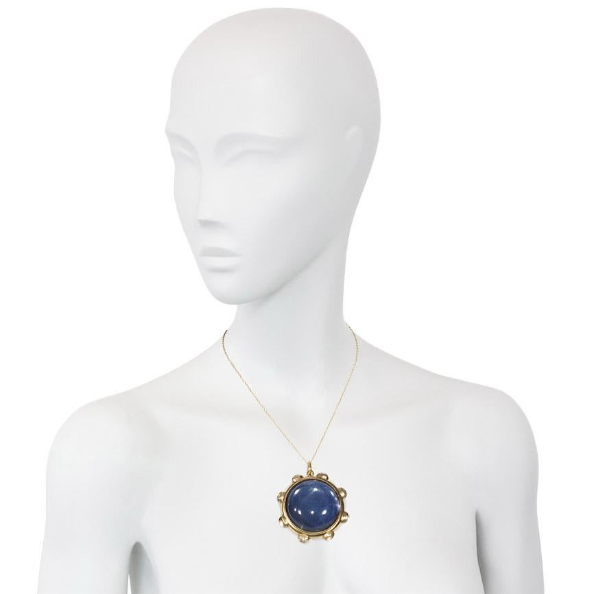 Women's or Men's Victorian Oversized Crystal Locket Pendant in 18 Karat Gold