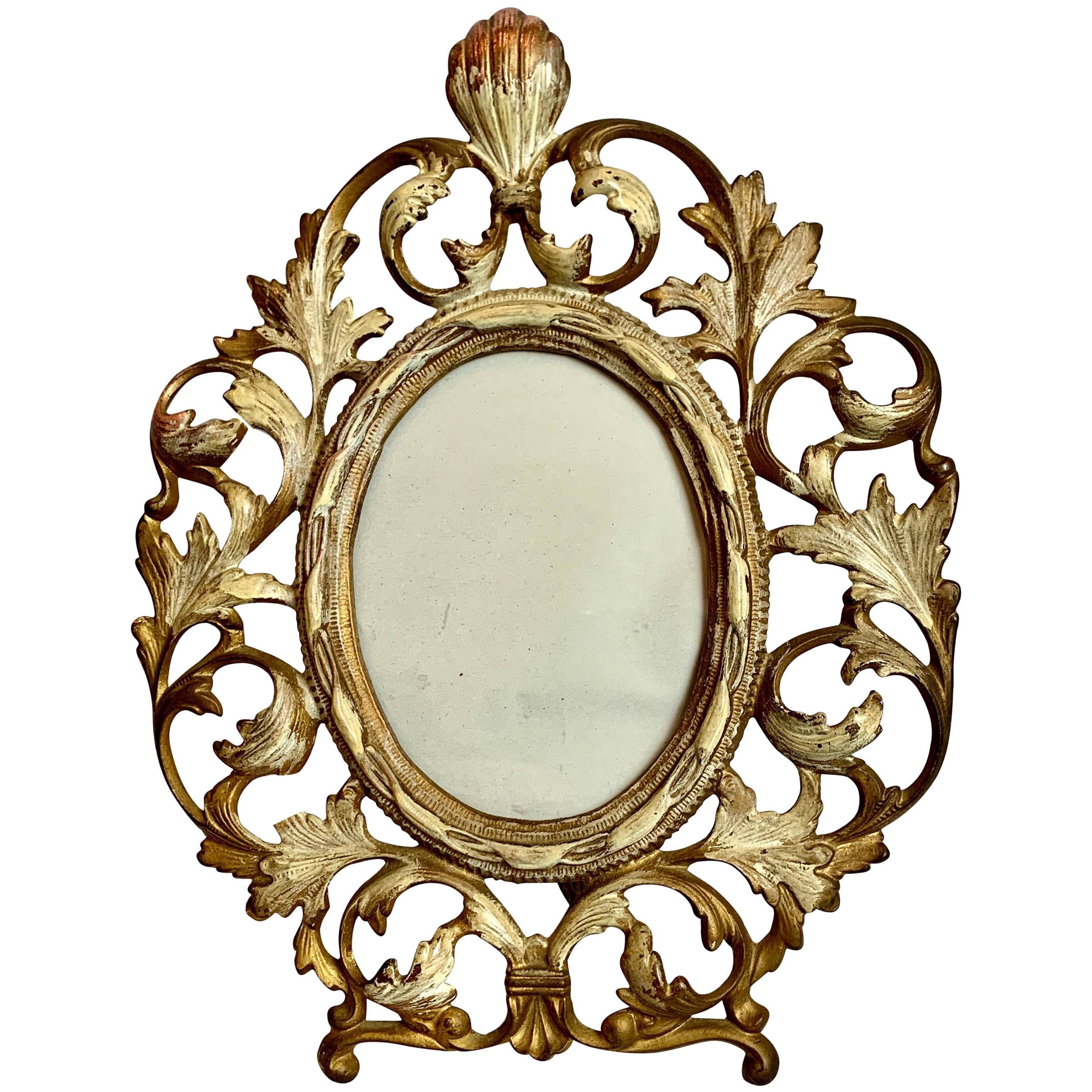 Gilt and Patinated Victorian Ovoid Photo Frame