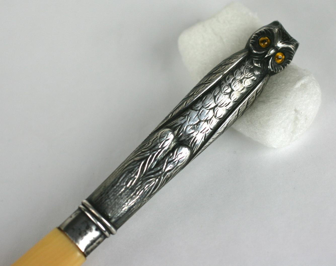 Victorian Owl Letter Opener In Excellent Condition For Sale In New York, NY