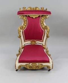 Victorian Painted and Gilt Carved Wood Prie Dieu Prayer Stool