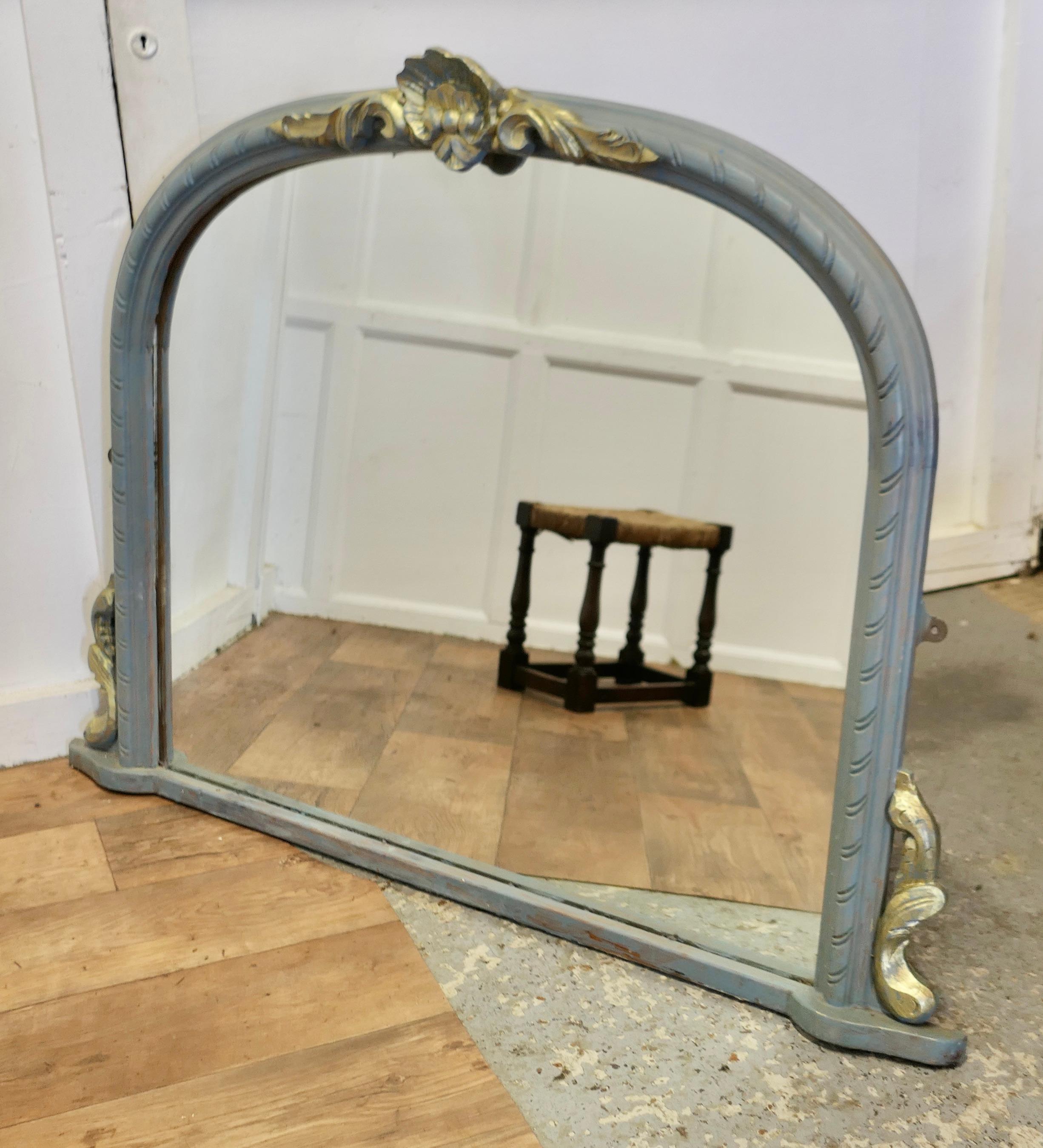 19th Century Victorian Painted Arched Overmantel Mirror  A Lovely OverMantle Mirror  For Sale