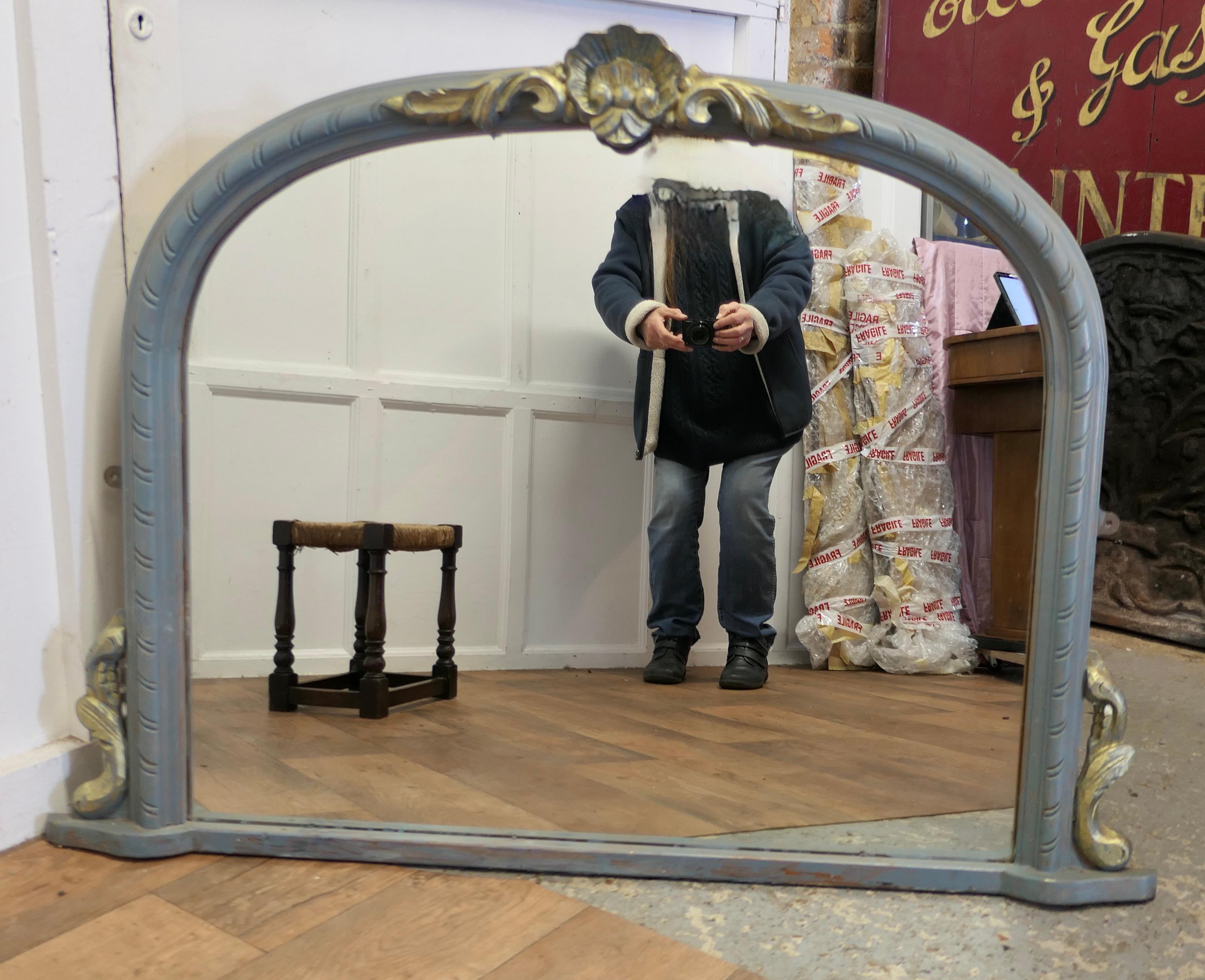 Pine Victorian Painted Arched Overmantel Mirror  A Lovely OverMantle Mirror  For Sale
