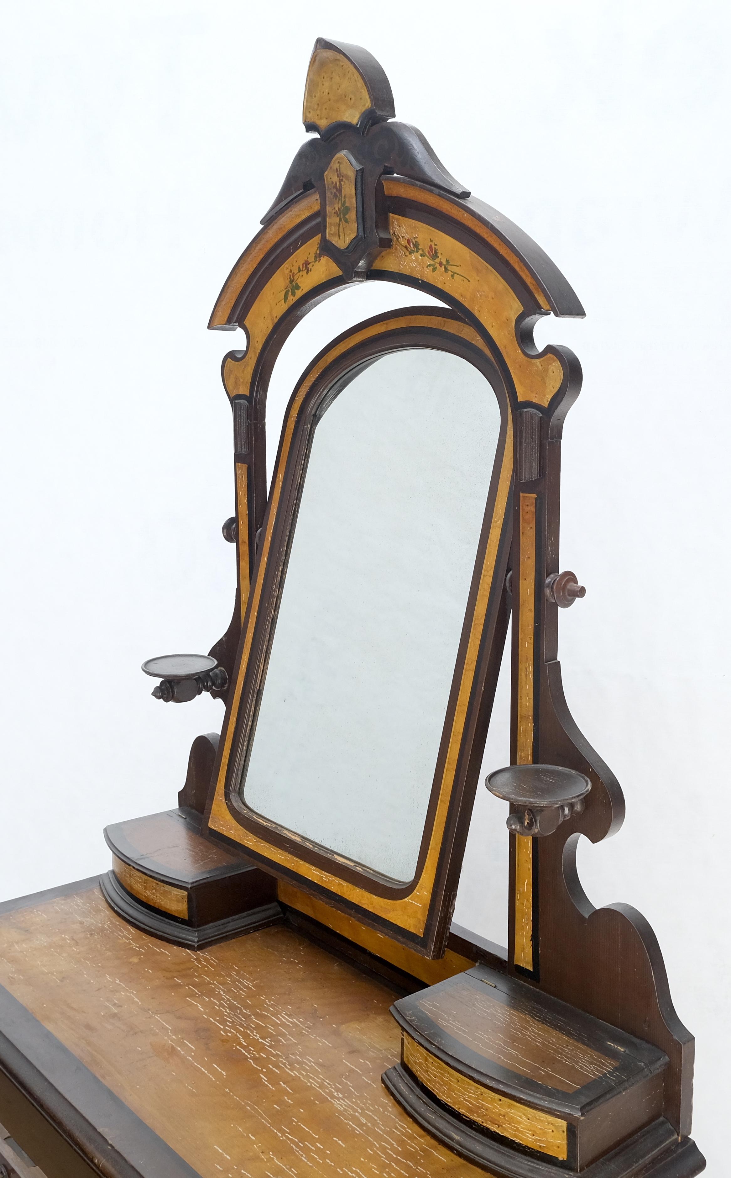 Hardwood Victorian Painted Bedroom Dresser Mirror King Bed Headboard Rocking Chair Set  For Sale