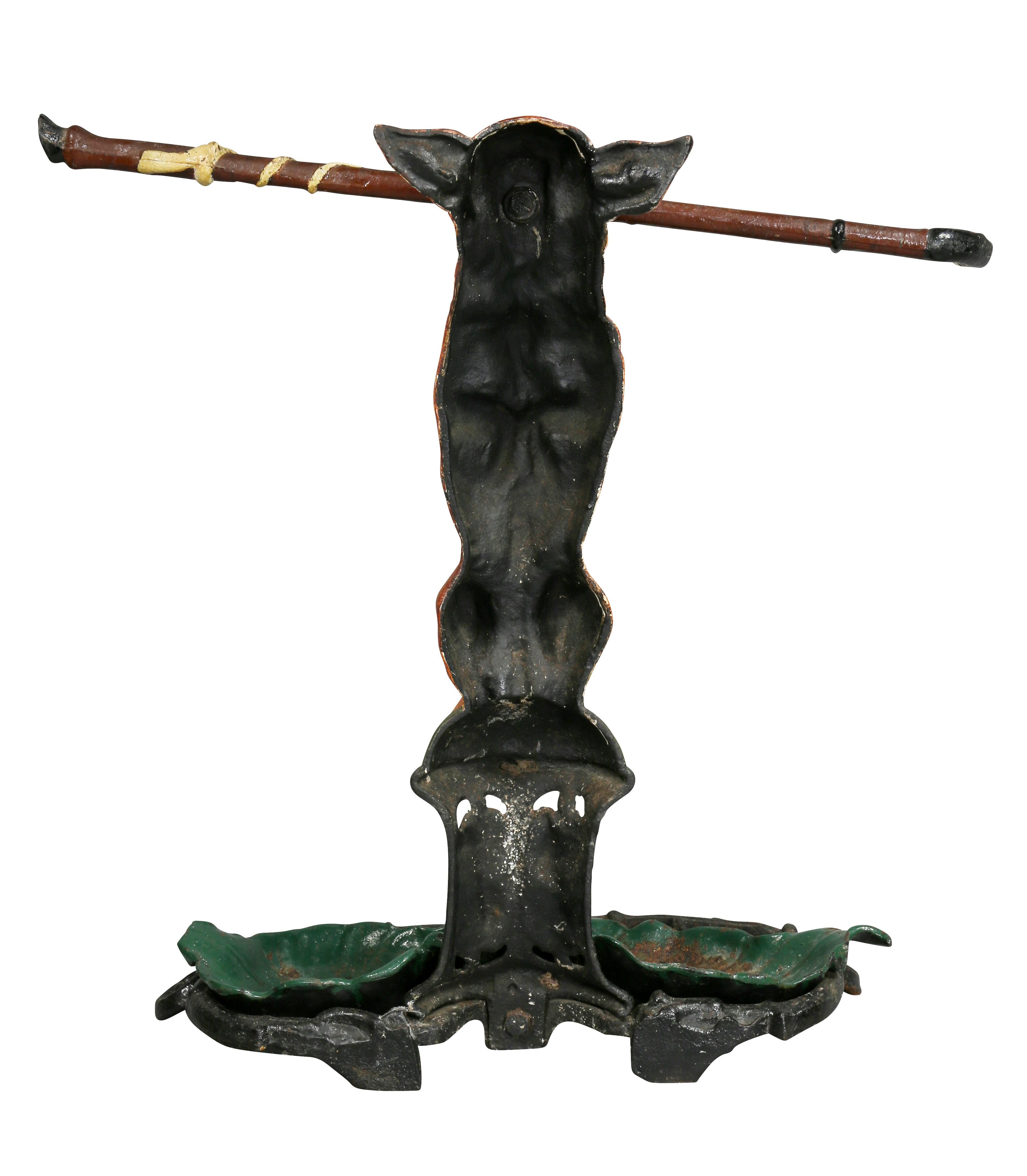 Victorian Painted Cast Iron Figural Umbrella Stand 4