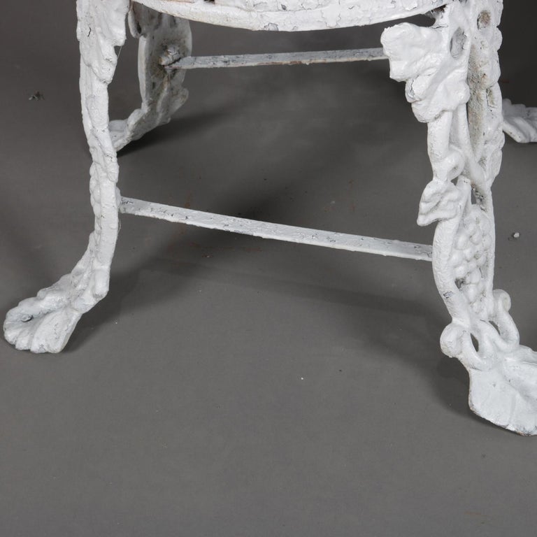 Victorian Painted Cast Iron Grape and Leaf Garden Bench Seat and Table