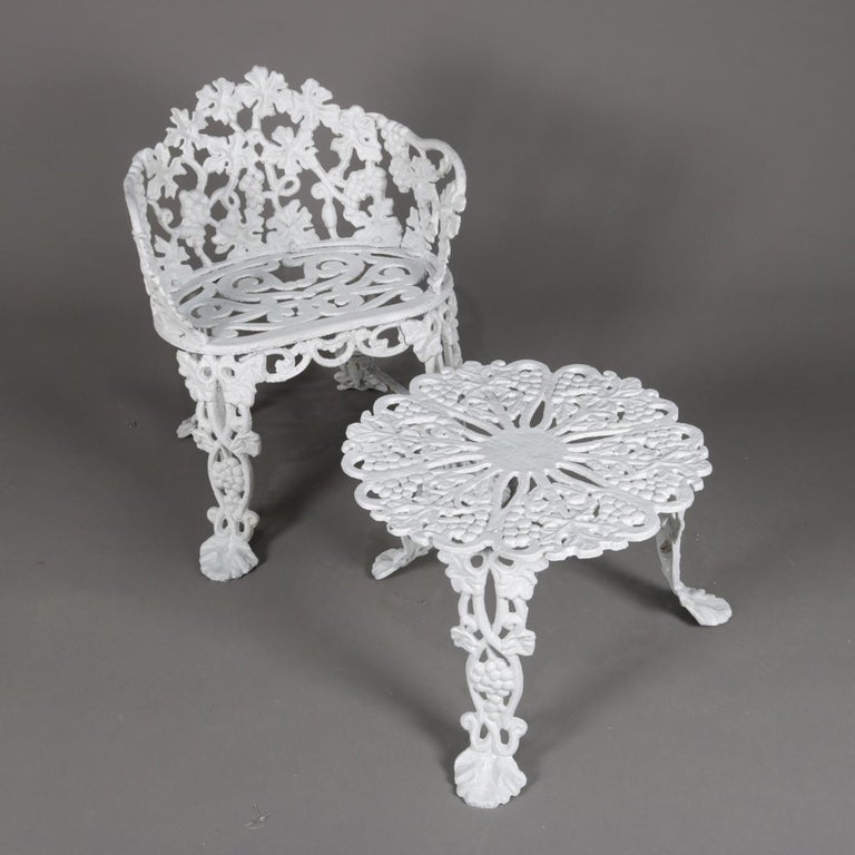 Victorian Painted Cast Iron Grape and Leaf Gar   den Bench 
