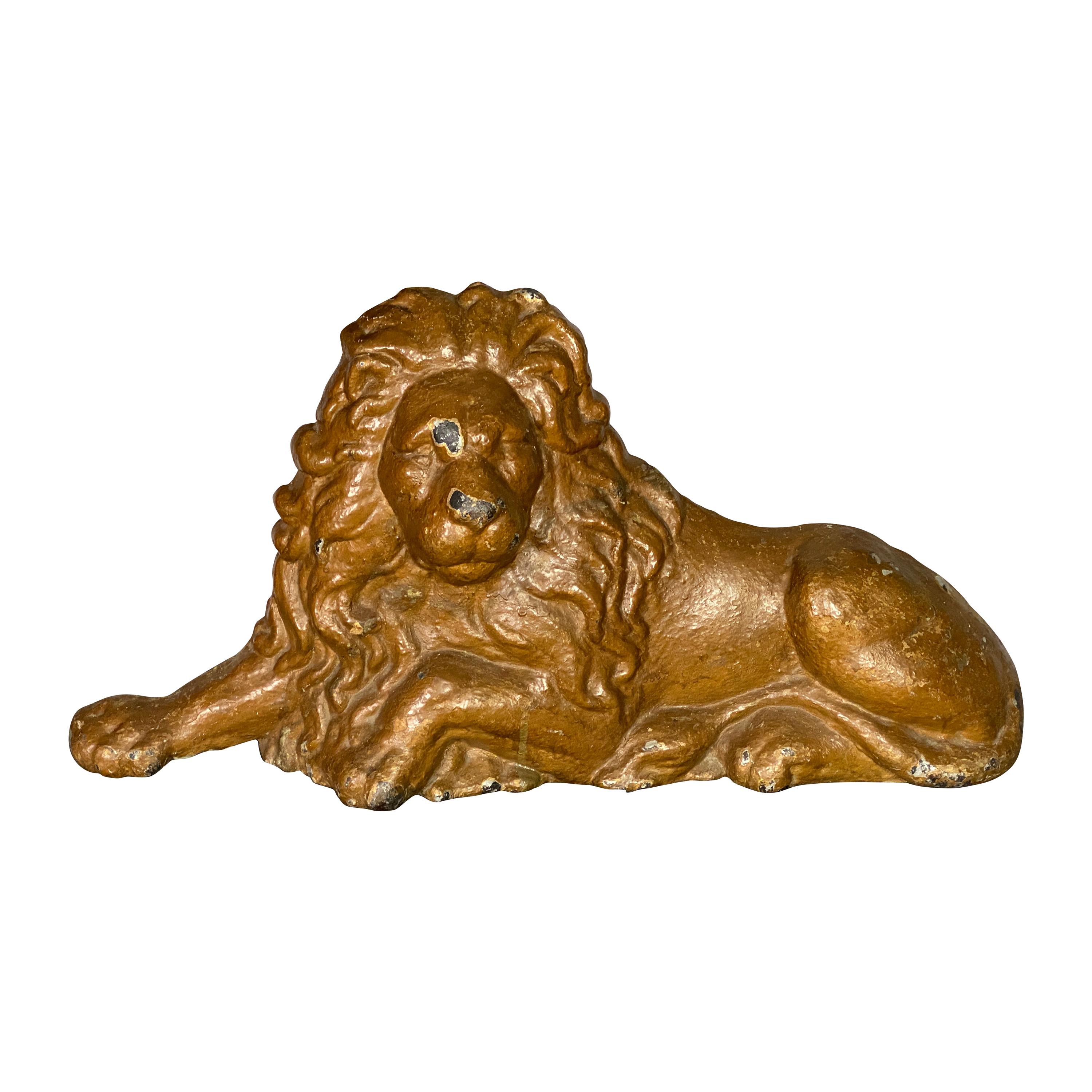 Victorian Painted Cast Iron Lion