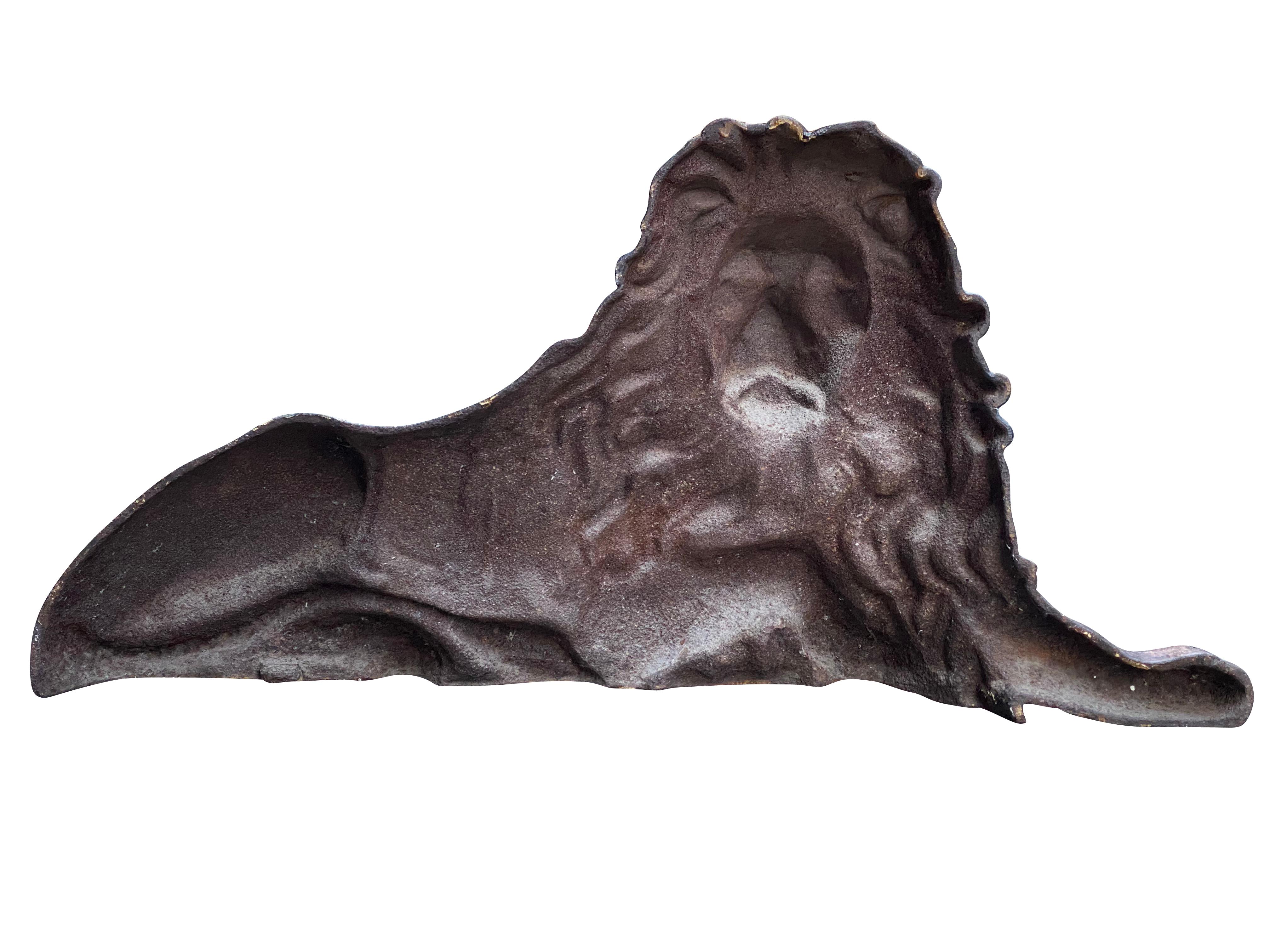 Victorian Painted Cast Iron Reclining Lion 3