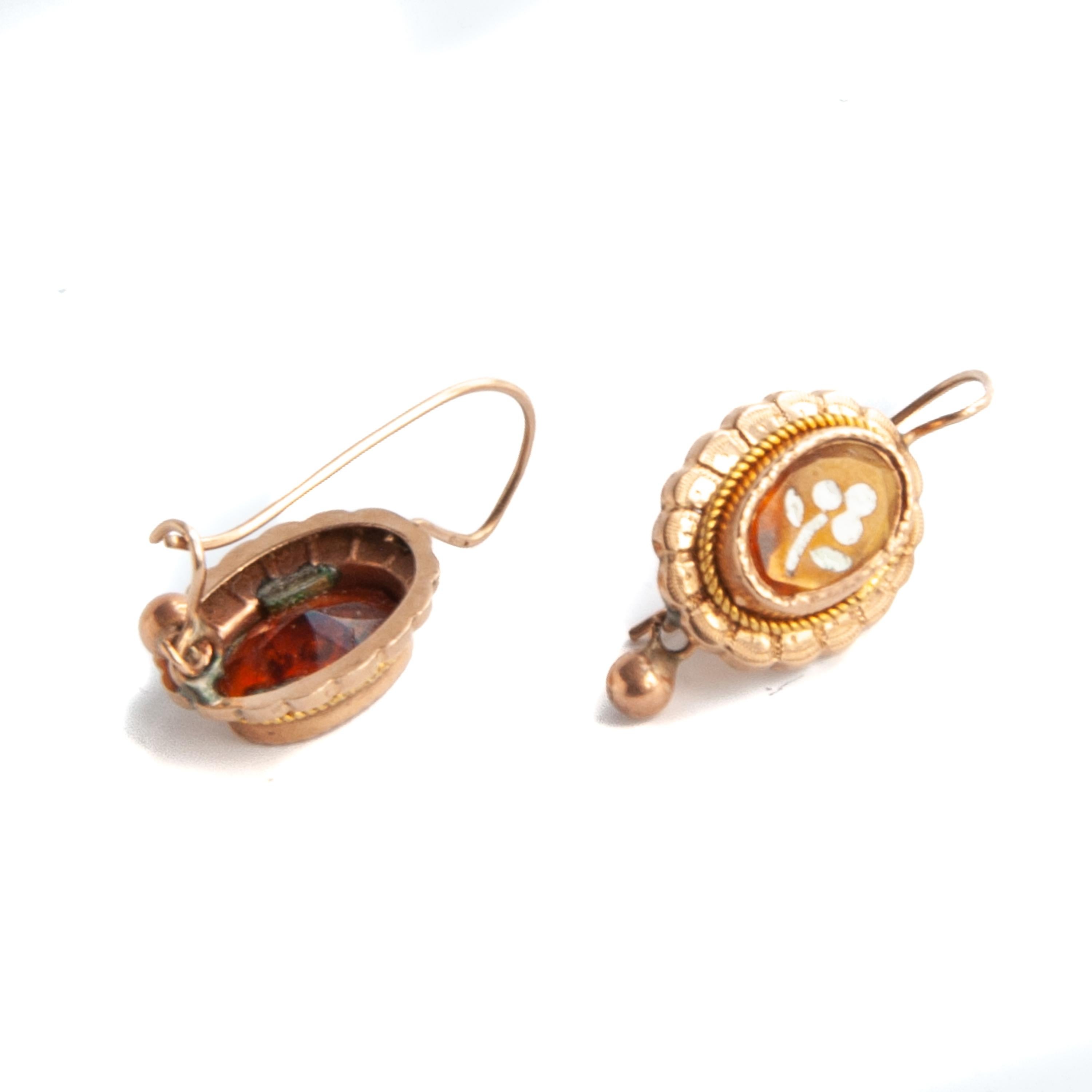 Women's Victorian 14 Karat Gold Citrine Drop Earrings