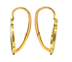 Pendientes Antiguos Victorianos Esmalte Pintado Oro Amarillo 18 Kilates Retrato de Niños