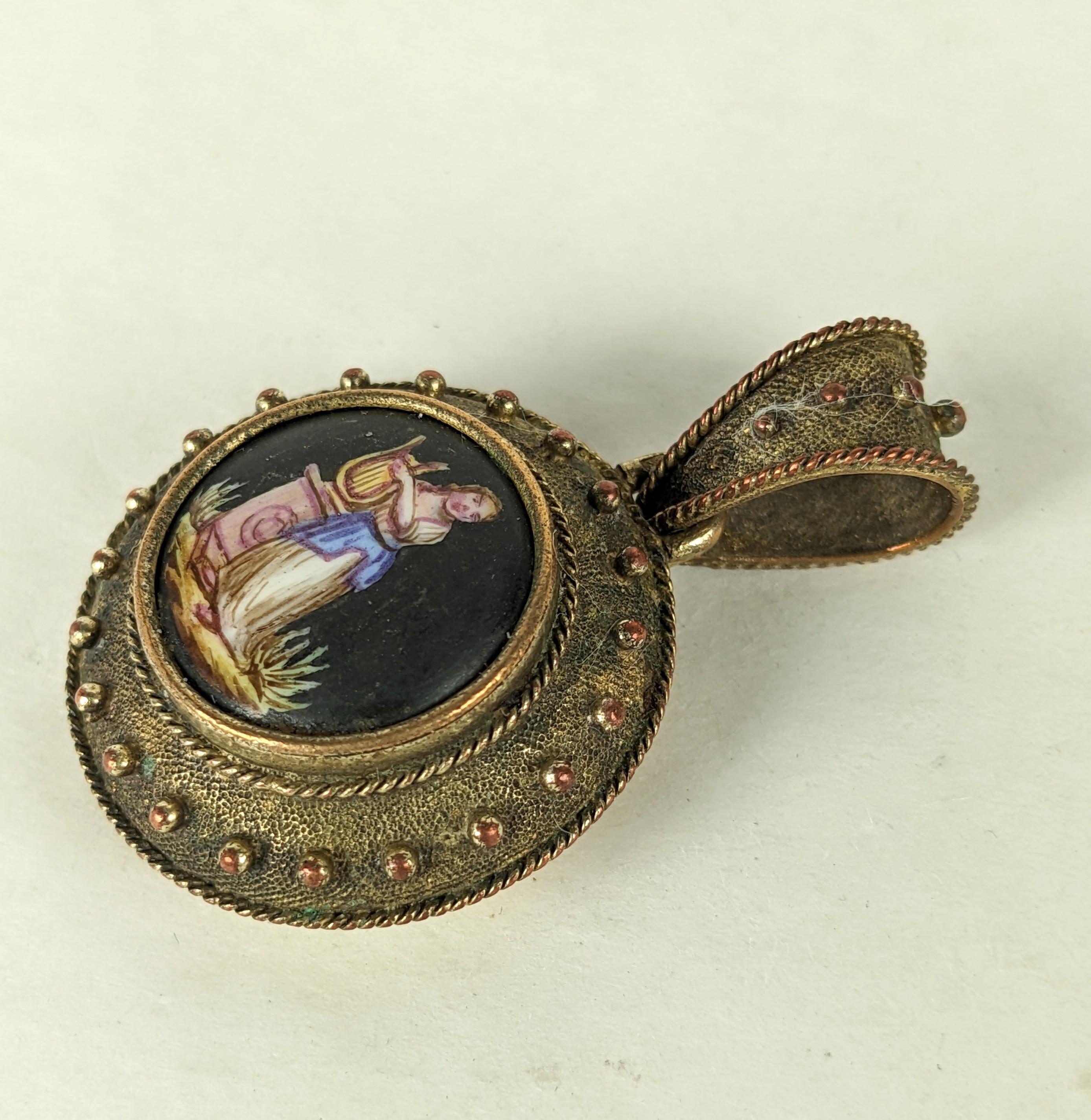 Women's Victorian Painted Etruscan Locket  For Sale