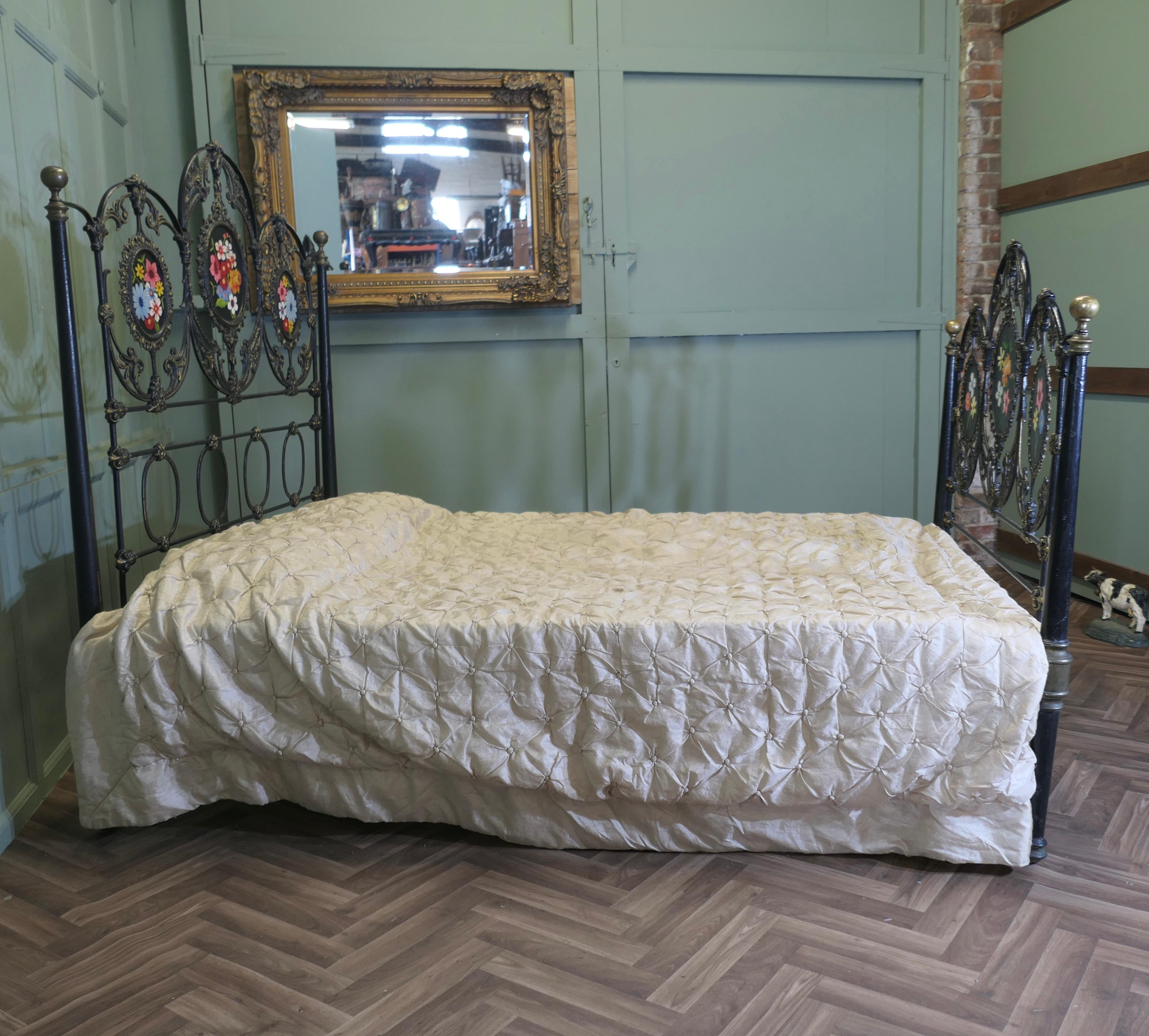 Folk Art Victorian painted Iron Double Bed   This is a unique and very pretty bed