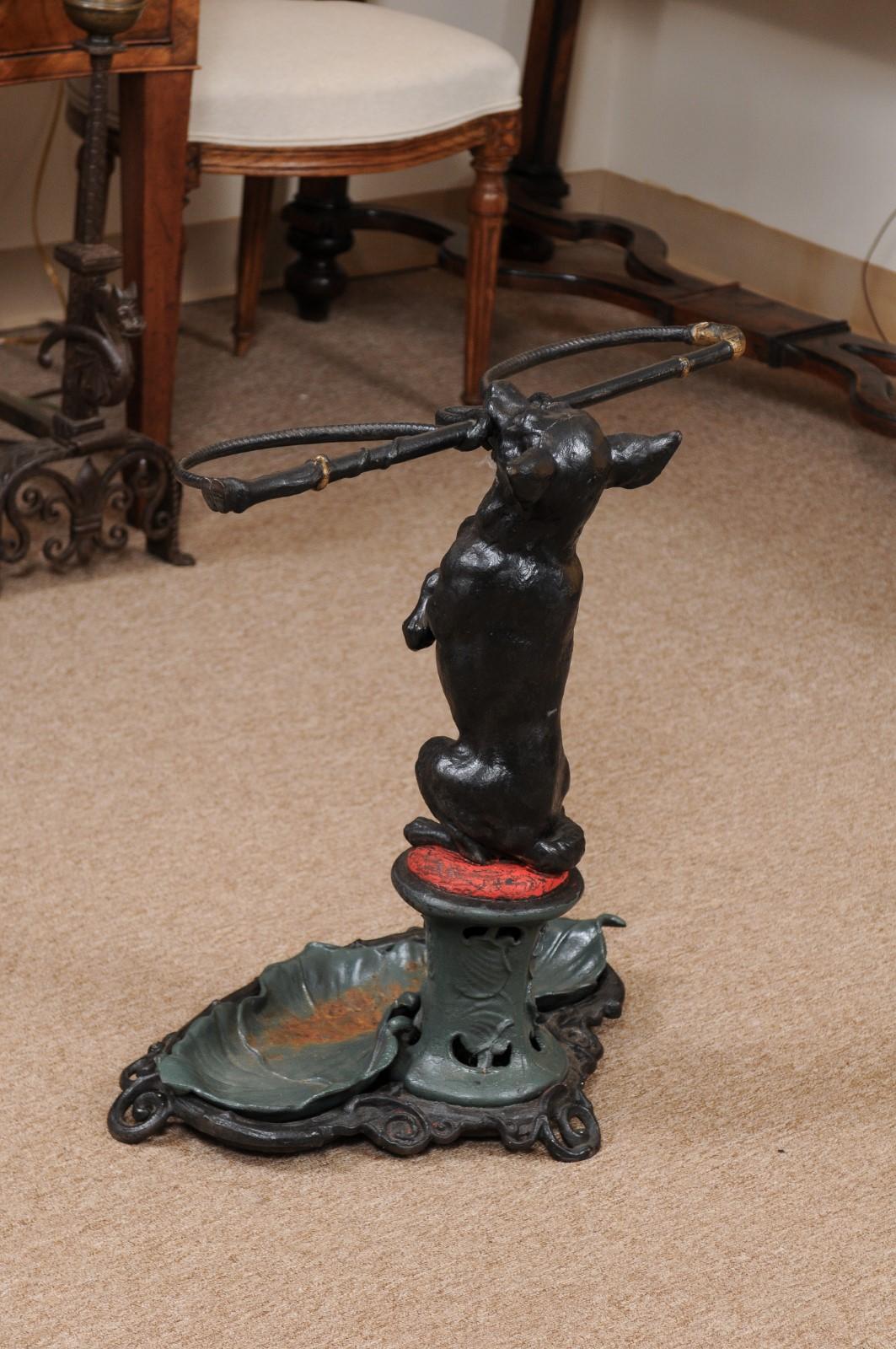 Victorian Painted Iron Umbrella Stand with Dog Stamped 