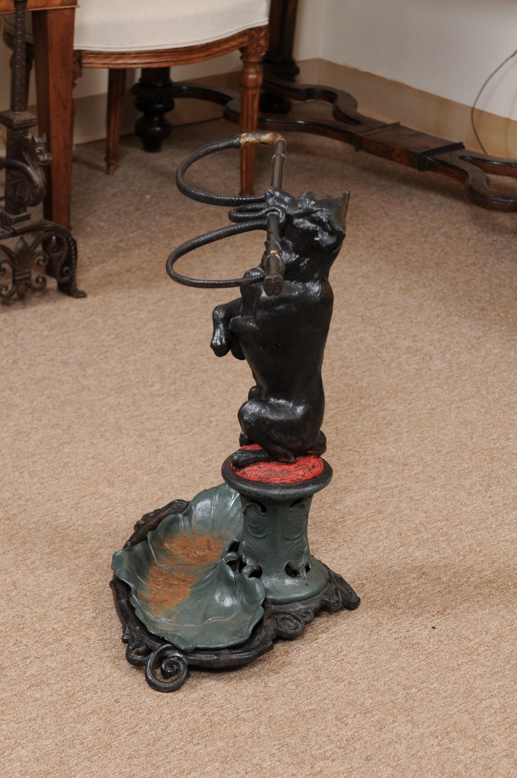 Victorian Painted Iron Umbrella Stand with Dog Stamped 
