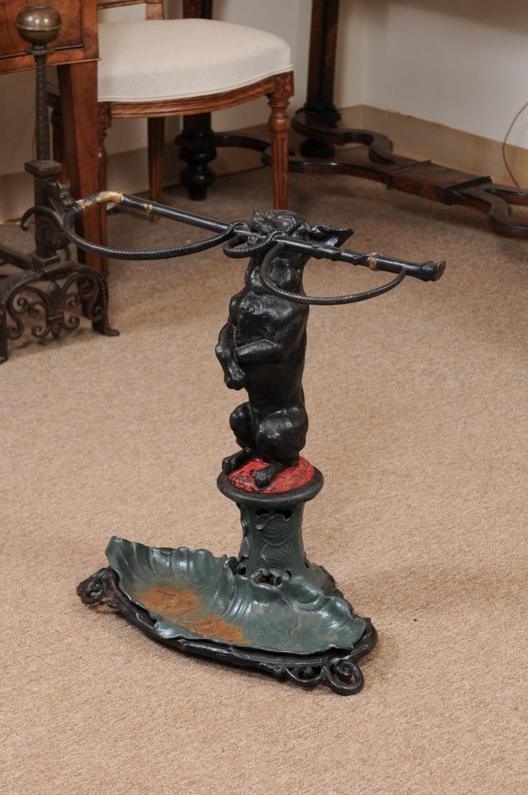 Victorian Painted Iron Umbrella Stand with Dog Stamped "Chase Brothers