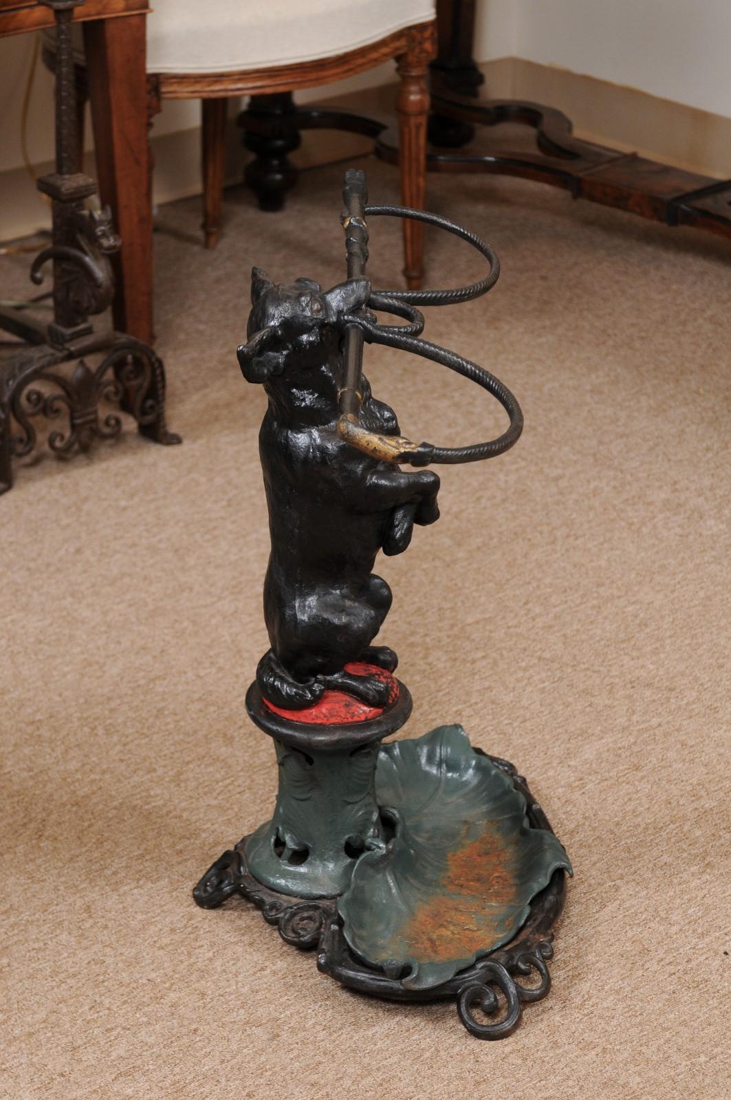 Victorian Painted Iron Umbrella Stand with Dog Stamped 