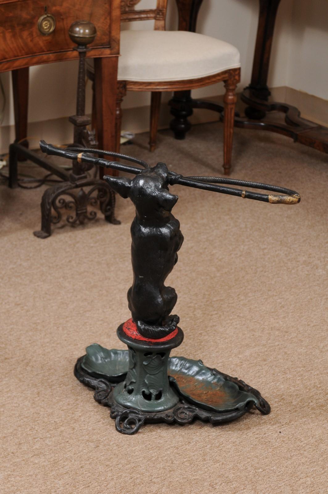 Victorian Painted Iron Umbrella Stand with Dog Stamped 