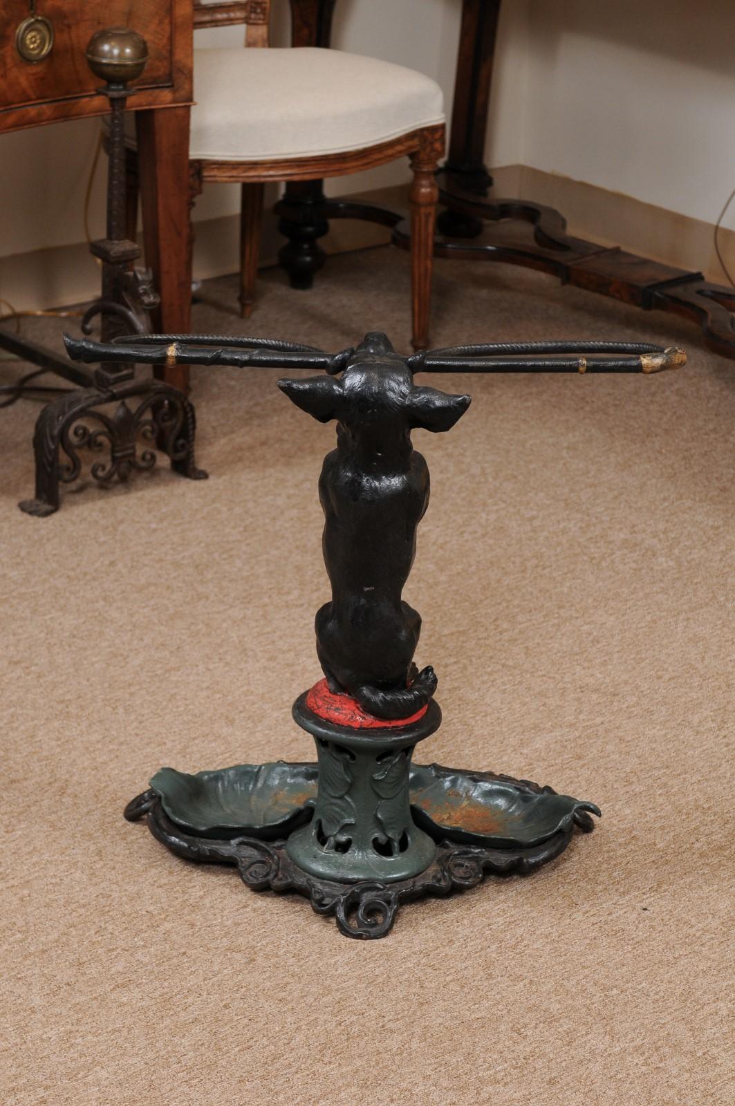 Victorian Painted Iron Umbrella Stand with Dog Stamped 