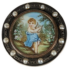 Victorian Painted Miniature Brooch