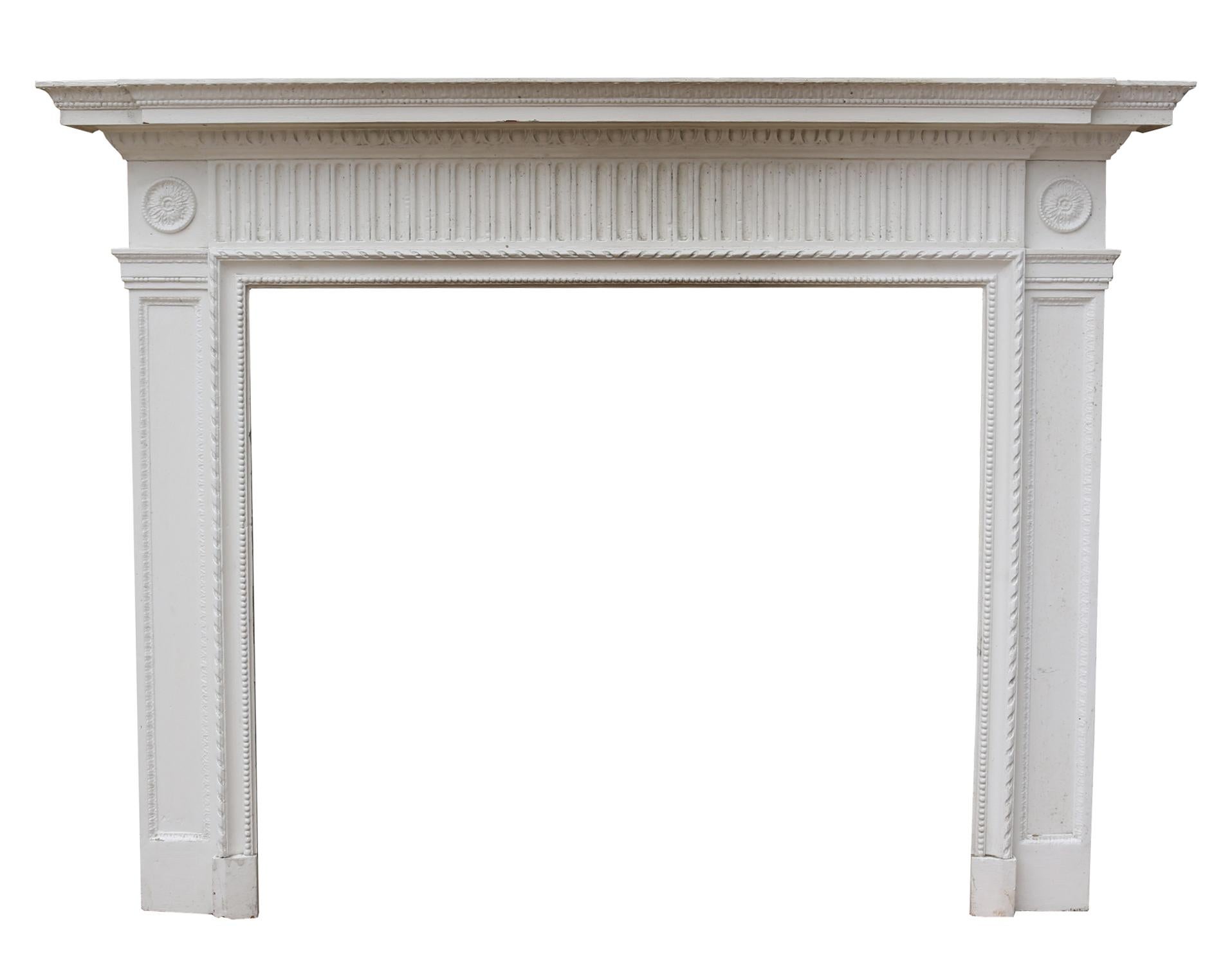 Victorian Painted Pine and Gesso Fire Surround In Fair Condition In Wormelow, Herefordshire