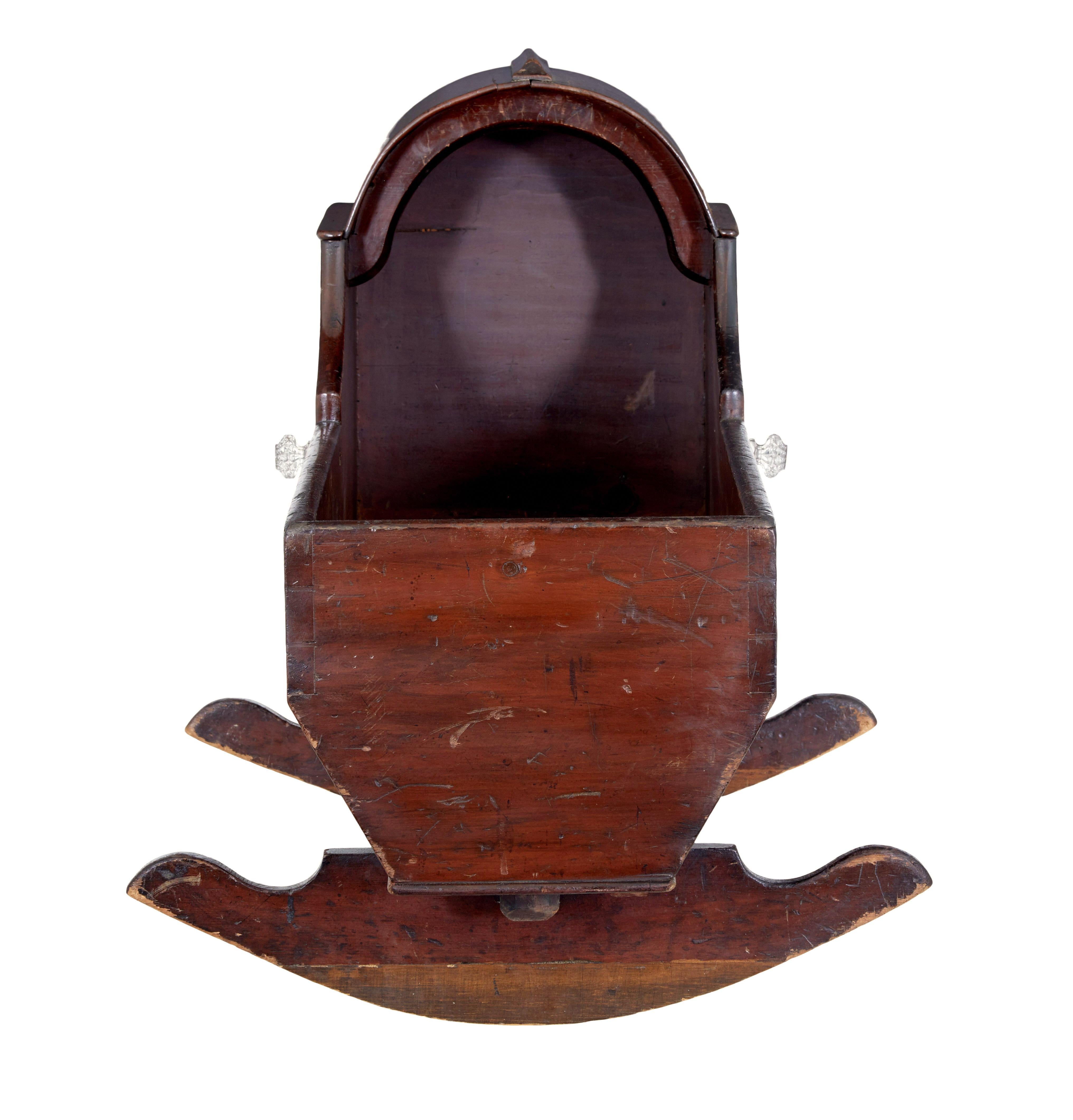 Swedish Victorian painted pine canopy top cradle