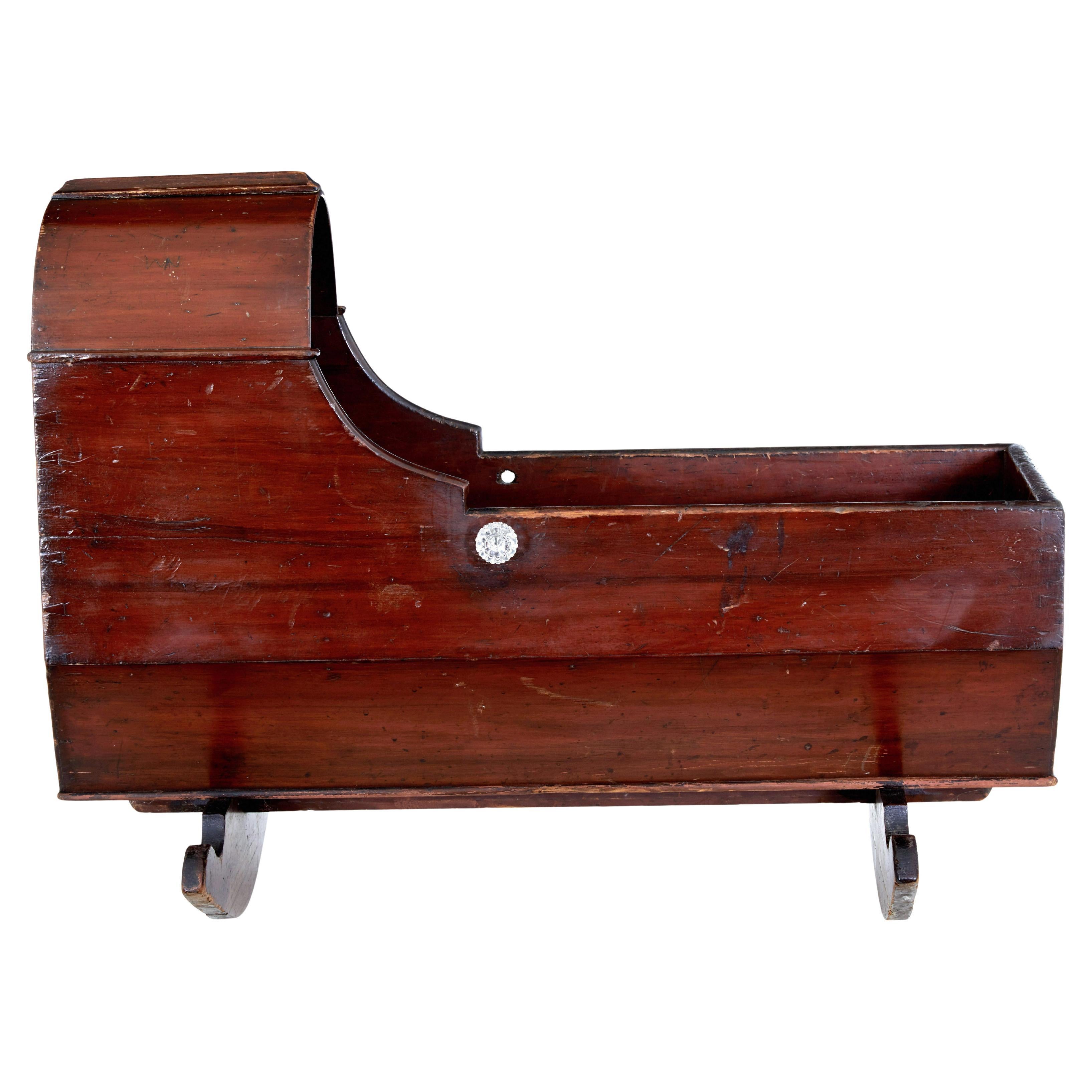 Victorian painted pine canopy top cradle