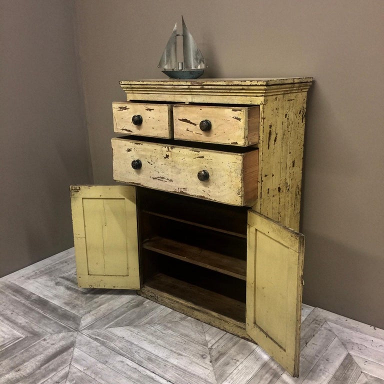 Victorian Painted Pine Kitchen Cupboard With Its Original