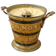 Victorian Painted Tin Ash Can or Cinder Bucket