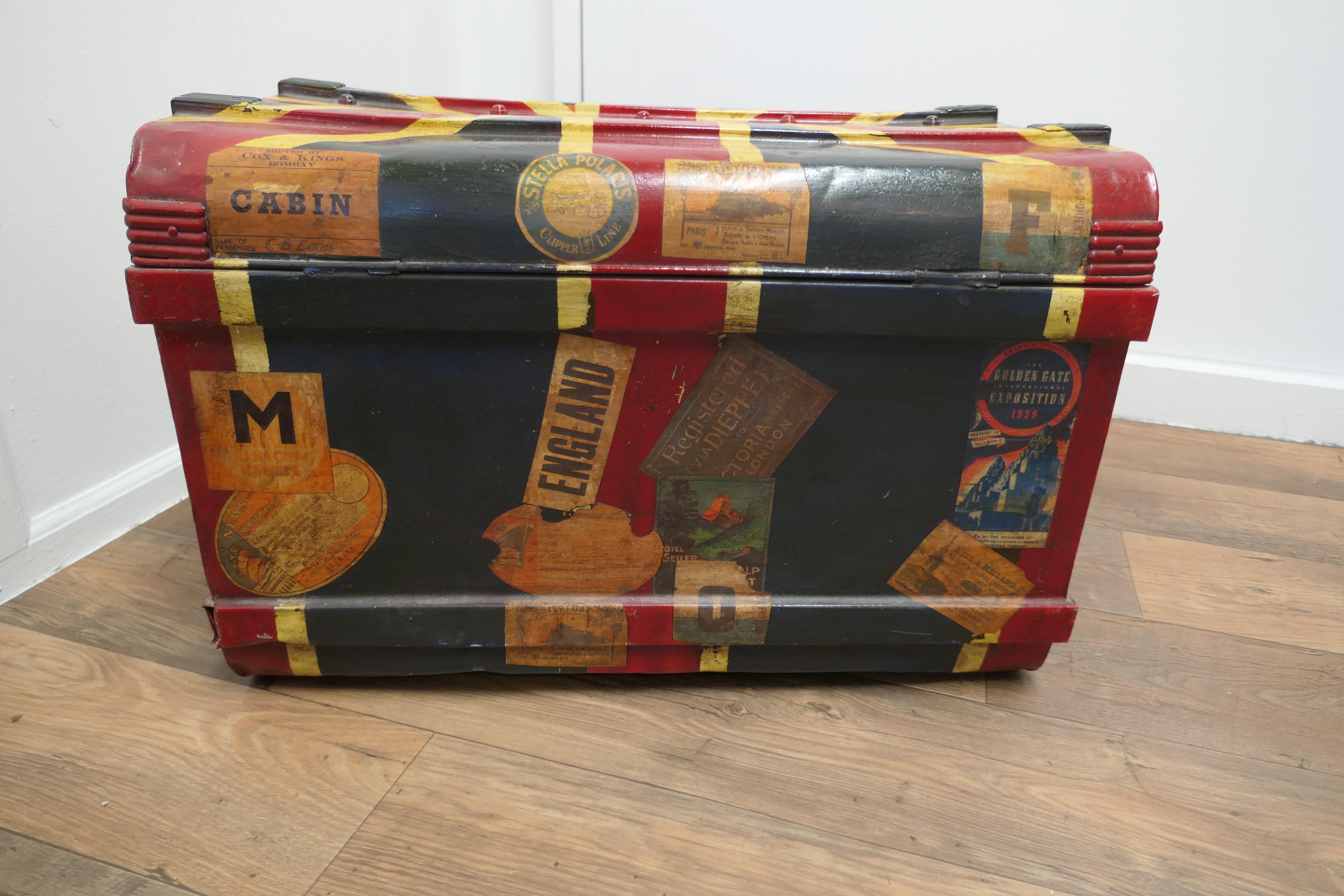 Victorian Painted Tin Trunk, Union Jack This is a Very Attractive Piece 1