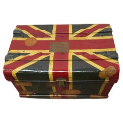 Victorian Painted Tin Trunk, Union Jack This is a Very Attractive Piece