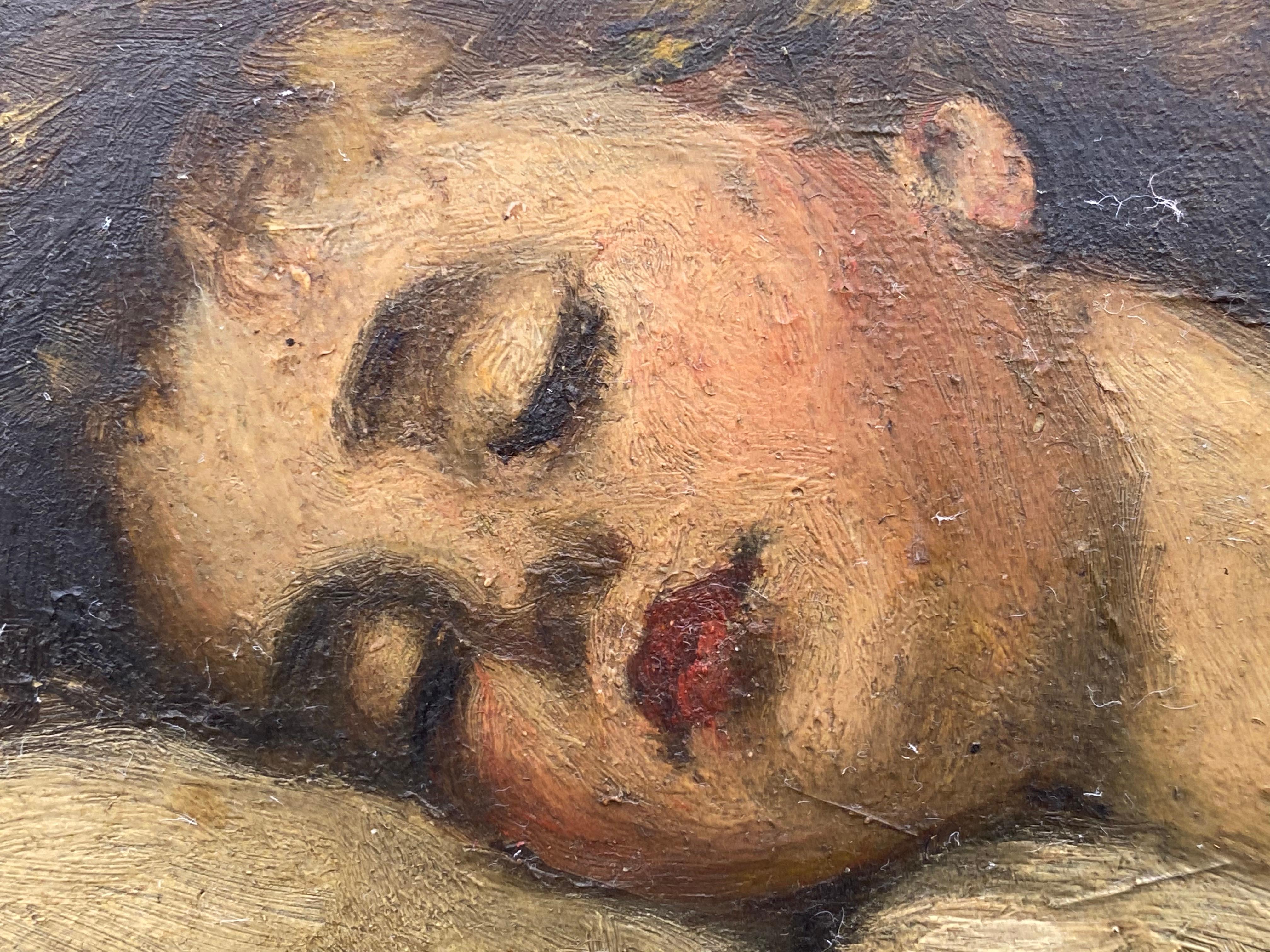 Victorian Painting of a Sleeping Child In Fair Condition In Garnerville, NY