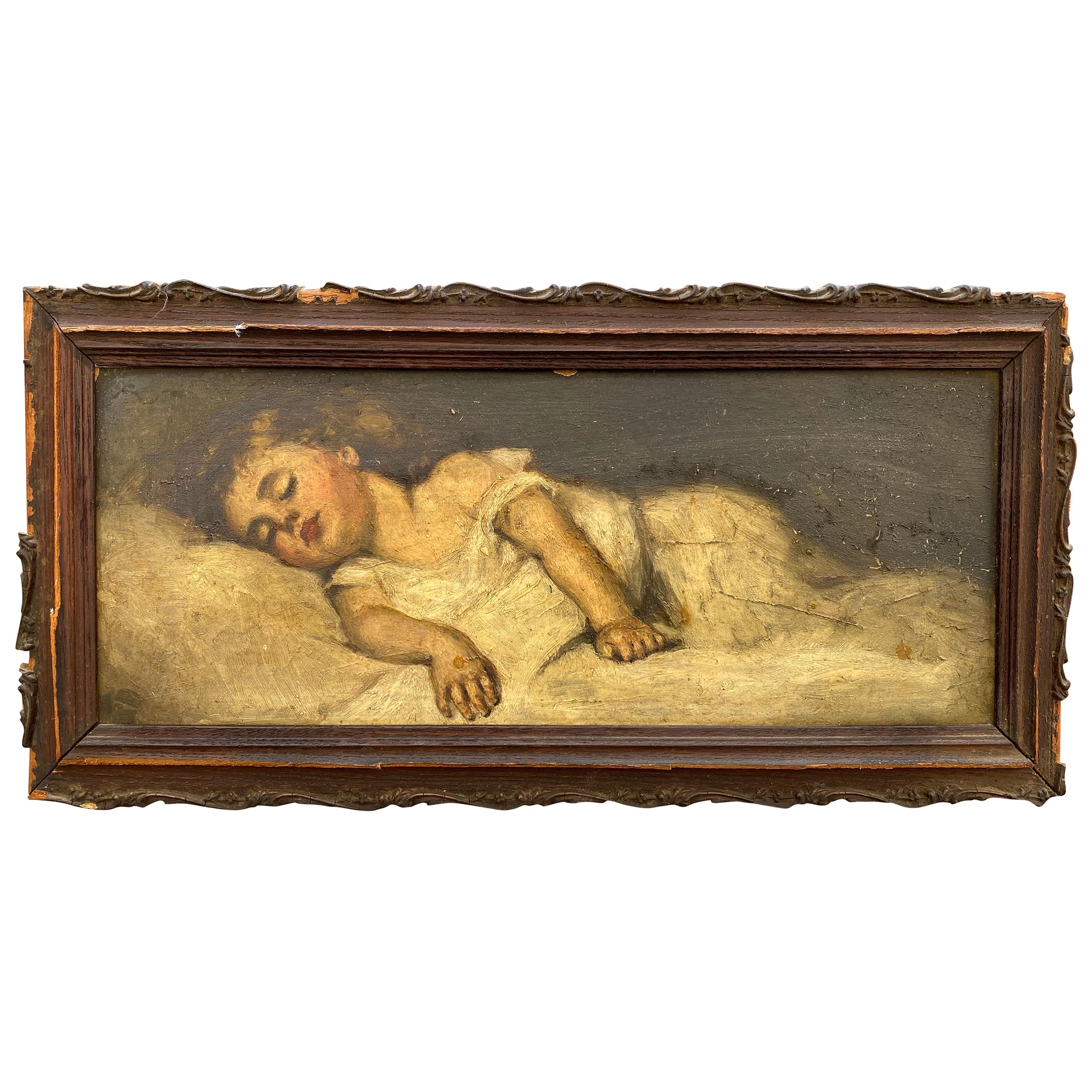 Victorian Painting of a Sleeping Child